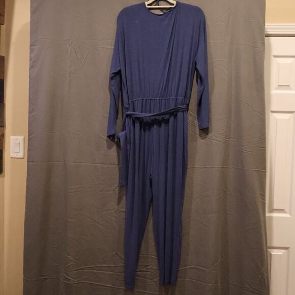 EUC Women's XL Blue V Neck Jumpsuit Romper - Picture 3 of 5